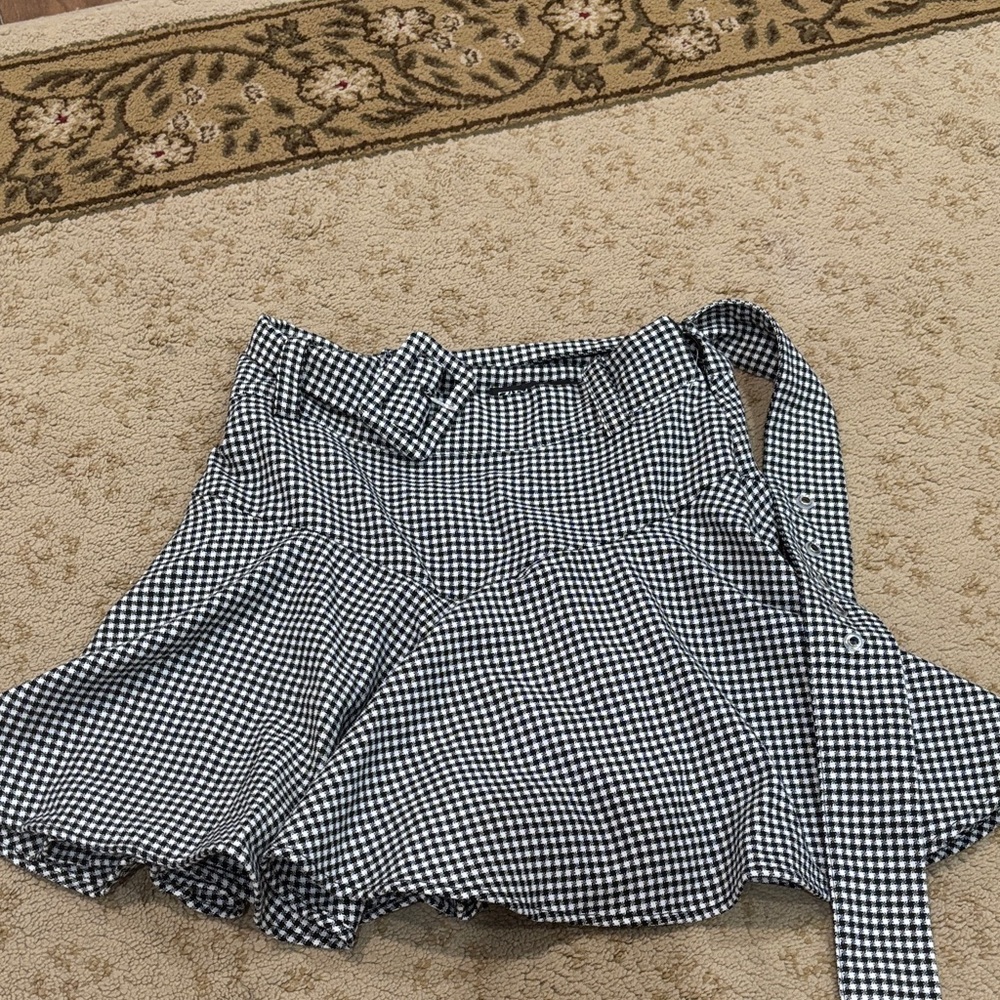 Zara Black and White Checkered Mini Skirt